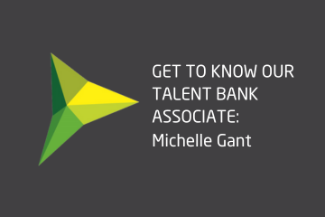 Graphic introducing communications and engagement expert, Michelle Gant, with the EELGA logo.